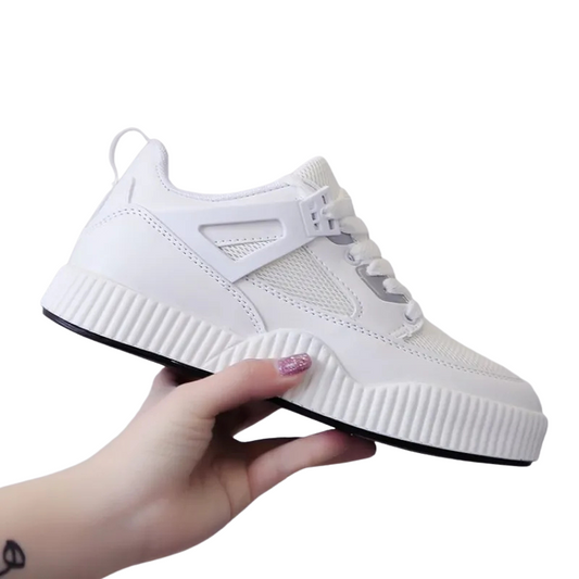 Women’s Mesh Casual Sneakers – Korean Style White Shoes (36-38)