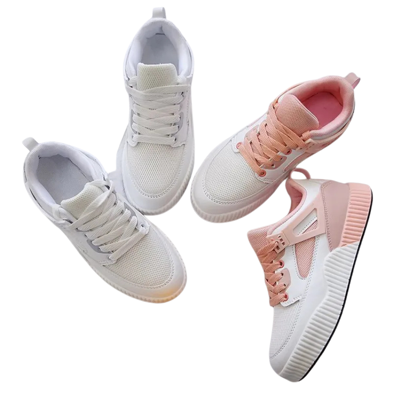Women’s Mesh Casual Sneakers – Korean Style White Shoes (36-38)